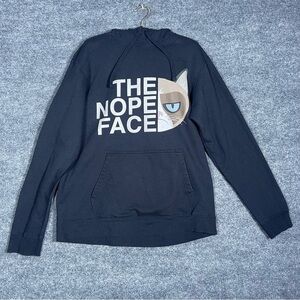 Port & Company Unisex Large The Nope Face Funny‎ Cat Black Hoodie Sweatshirt